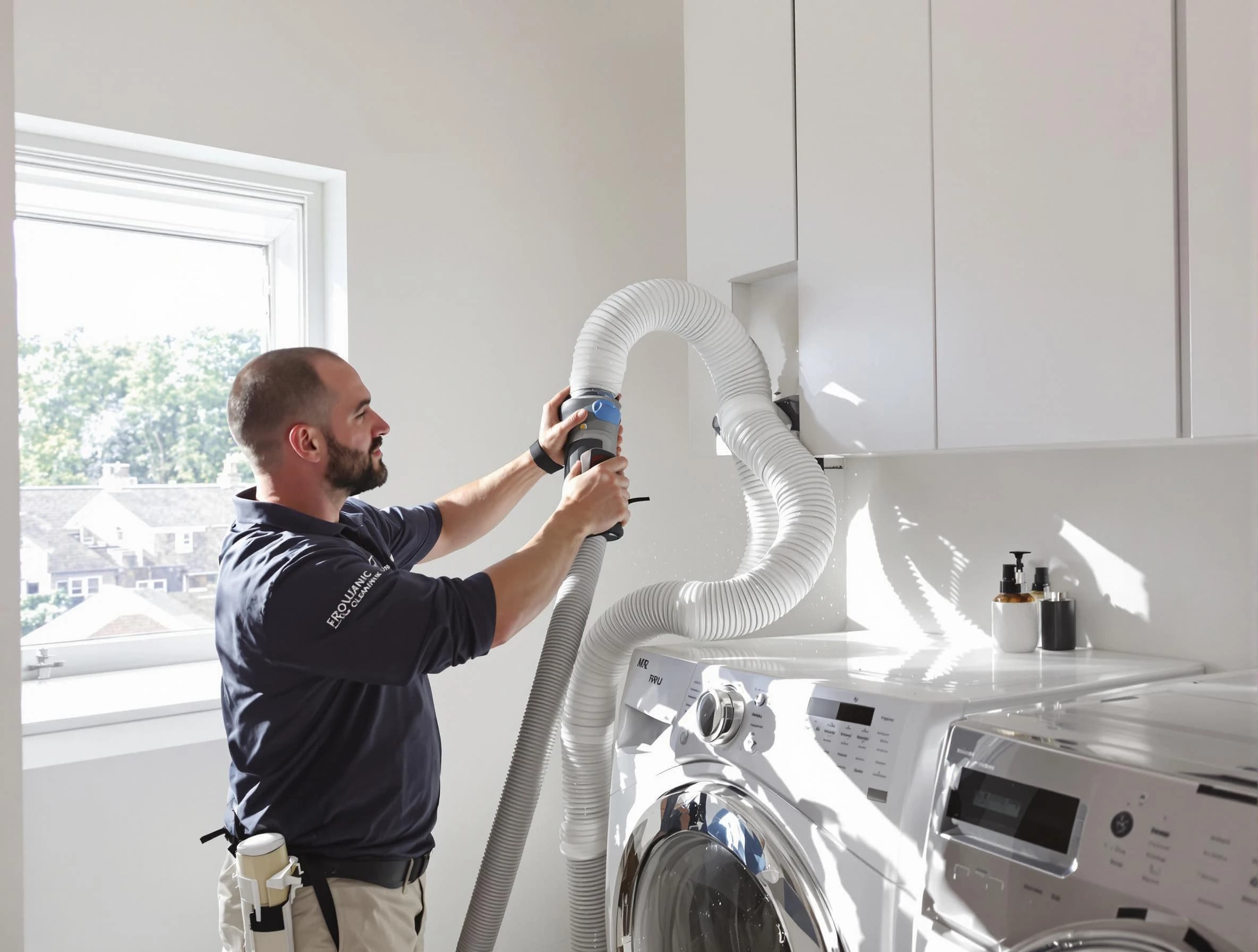Certified Evans Dryer Vent Cleaning technician performing dryer vent cleaning in Evans
