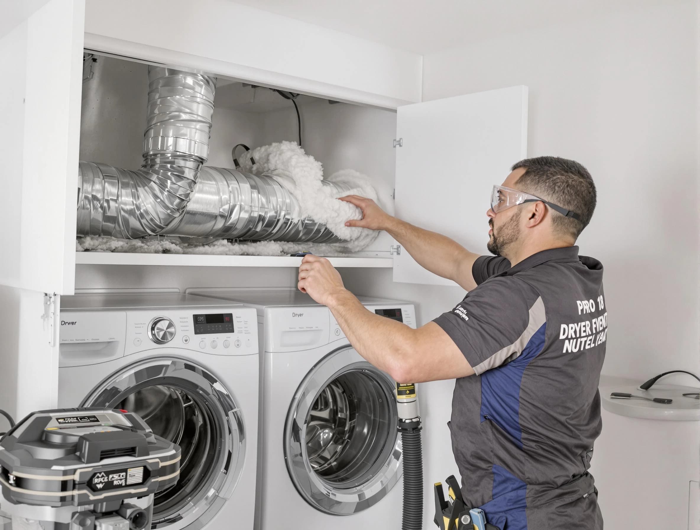 Evans Dryer Vent Cleaning certified technician performing specialized gas dryer vent cleaning in Evans